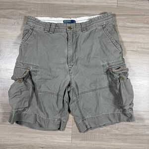 Vintage Polo Ralph‎ Lauren Thick Heavy Cargo Shorts Men Size 35 Green